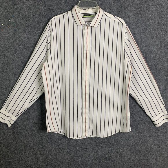 Murano Long Sleeve Slim Fit Button Up Shirt Men Size XL Striped Cotton Blend - Picture 1 of 16